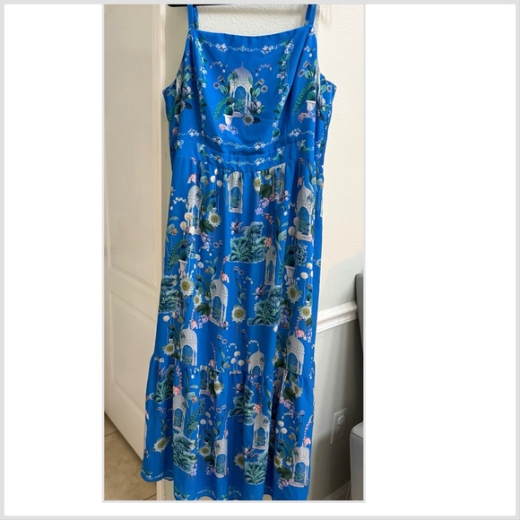 City Chic women’s size 20 Vibrant Blue Garden Maxi Dress ruffle hem sleeveless - Picture 4 of 15